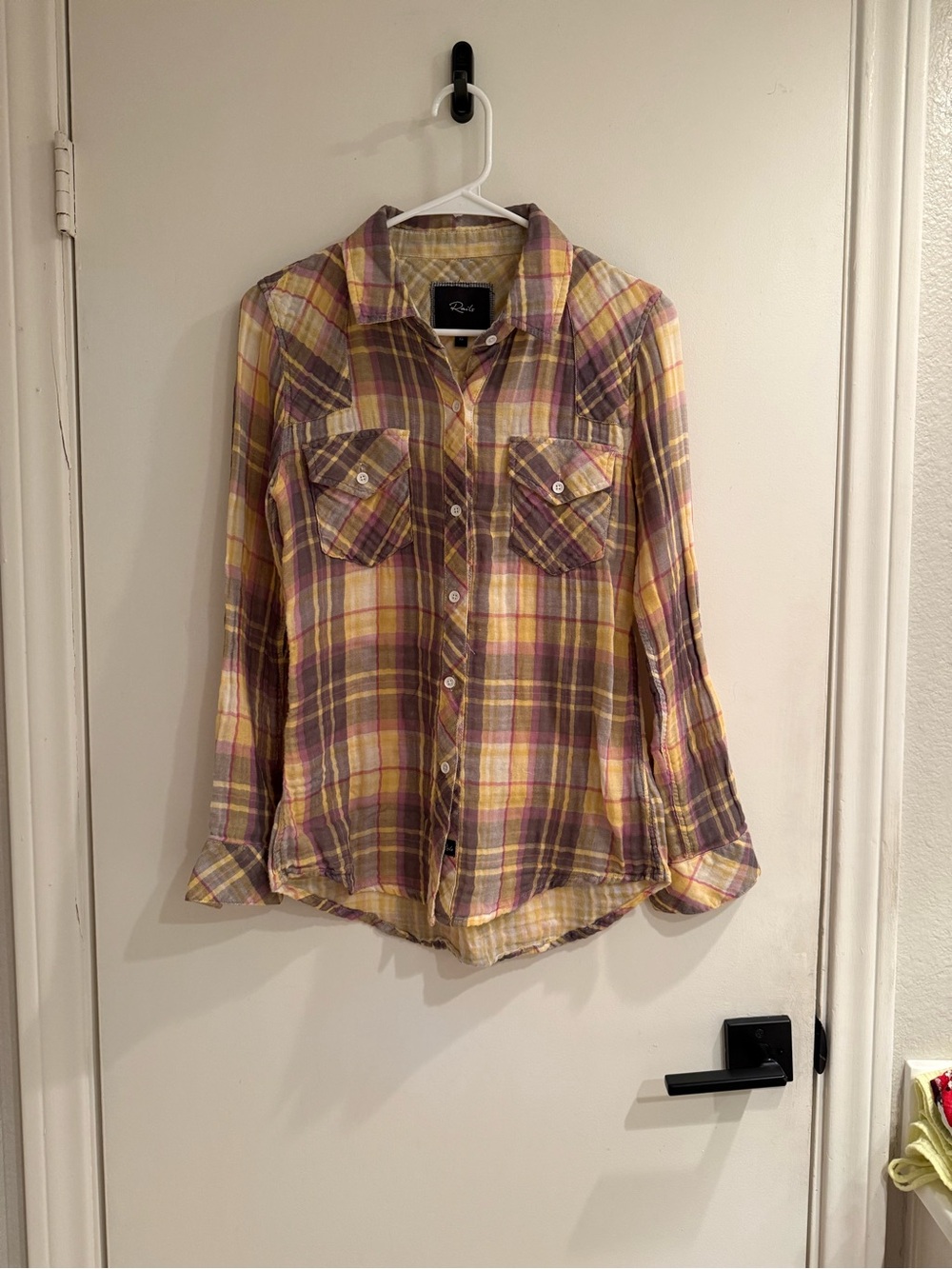 Rails Yellow, Purple & Pink Plaid Button-Up Shirt